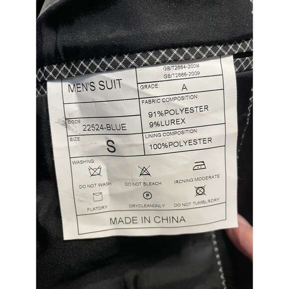 Cloudstyle Men's Dinner Jacket Blue and Gold Embroidered On Silky Black Sz Small - Picture 13 of 16